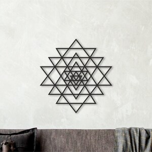 Sri Yantra Wooden Wall Art: Geometric Chakra Decor image 4