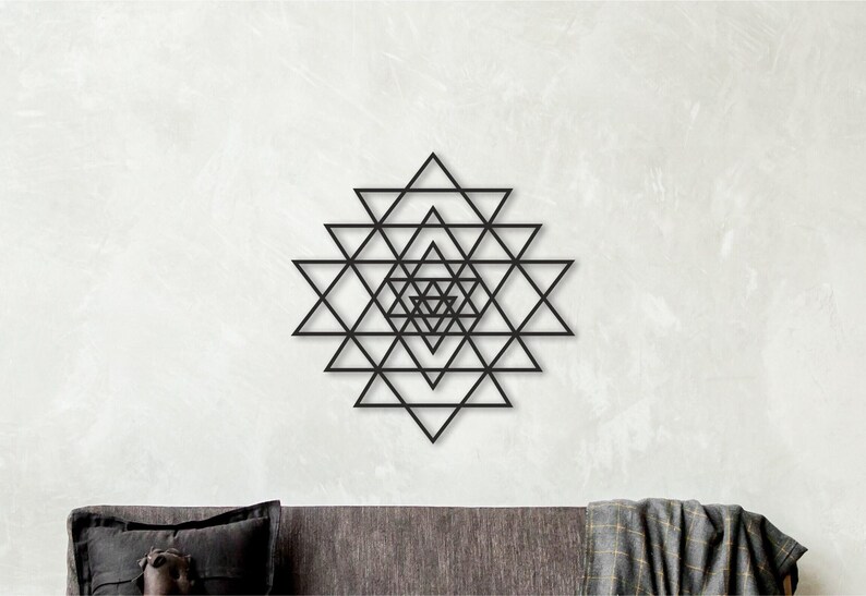Sri Yantra Wooden Wall Art: Geometric Chakra Decor image 4