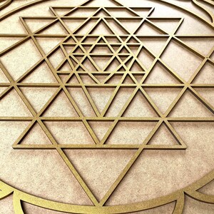 Sri Yantra Wooden Wall Art: Geometric Chakra Decor image 6