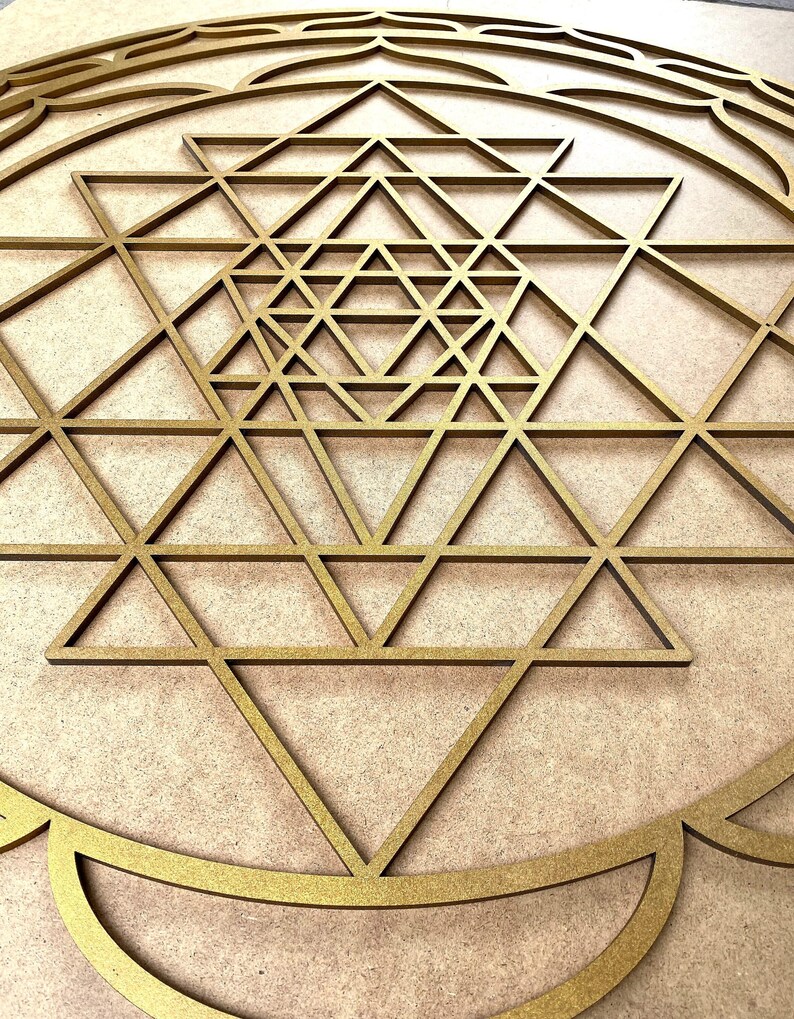 Sri Yantra Wooden Wall Art: Geometric Chakra Decor image 6