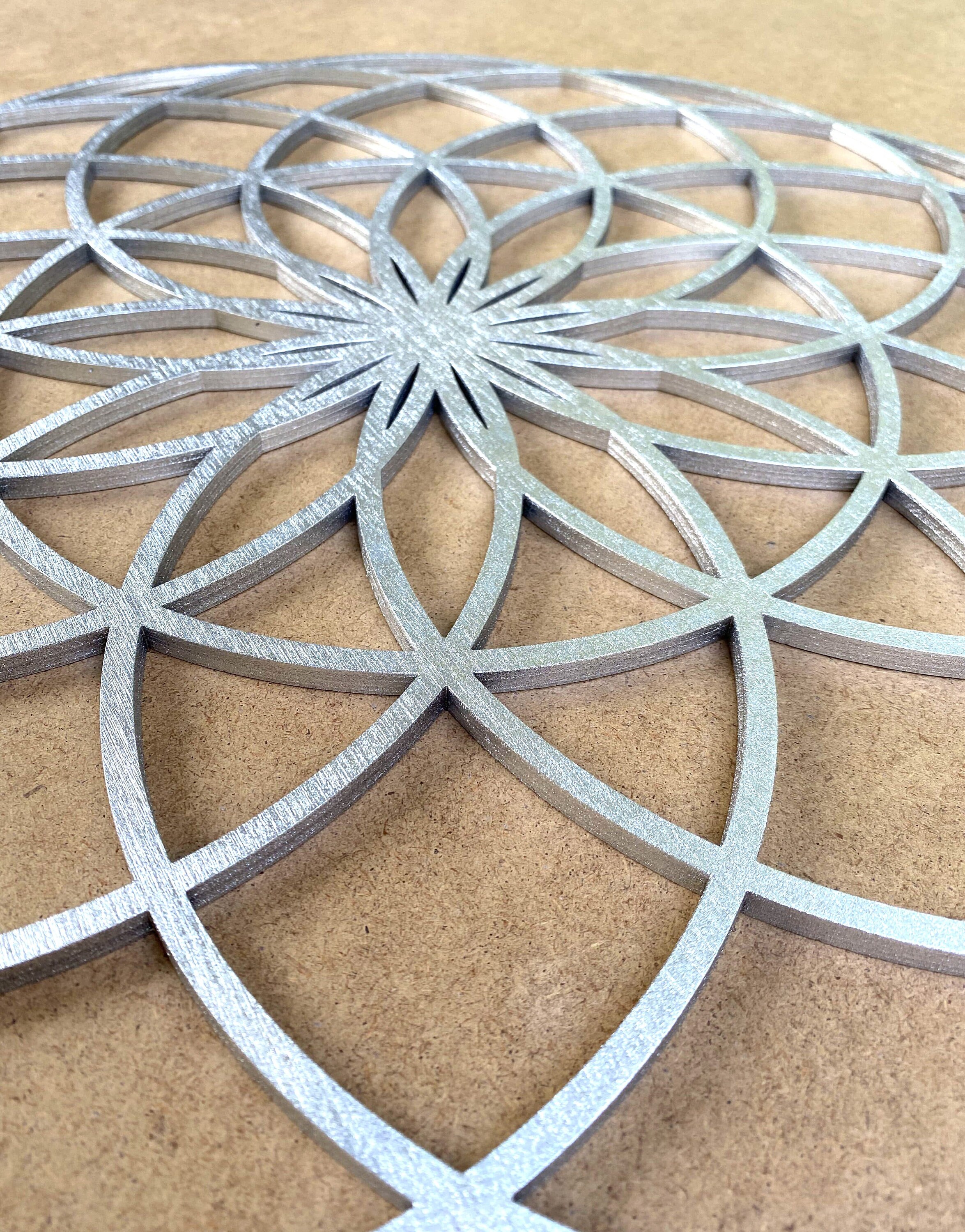 Heilige Geometrie Wanddeko-Set Aus Holz – 4-teiliges Set Mit Spirituellen Symbolen Wie Auge Des Horus, Blume Des Lebens & Mehr – Perfekt Für Meditation, Yoga Oder Als Geschenk