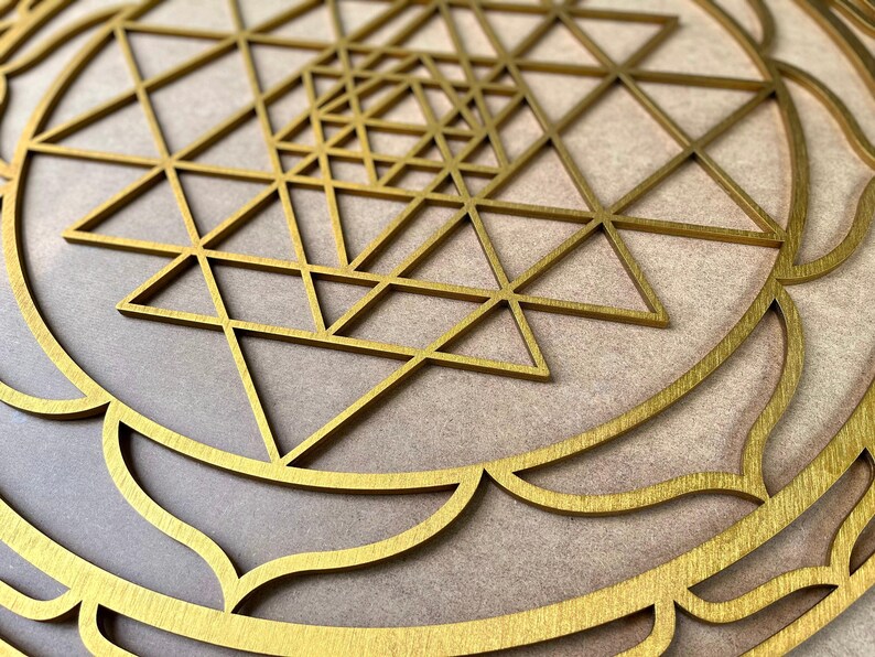 Sri Yantra Wooden Wall Art: Geometric Chakra Decor image 9