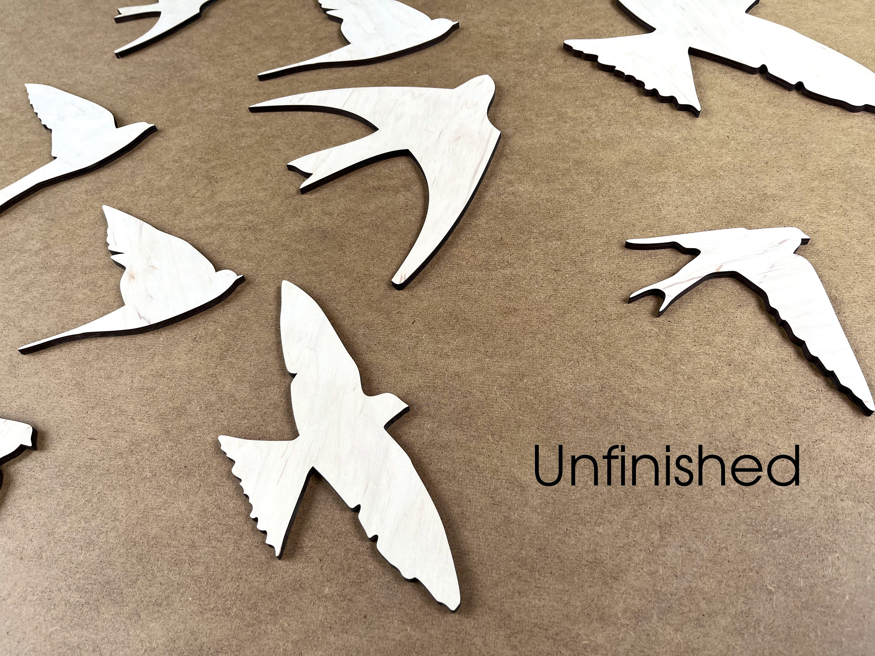 Birds Wood Wall Artwooden Decorflock of 5 Birdshousewarming Etsy