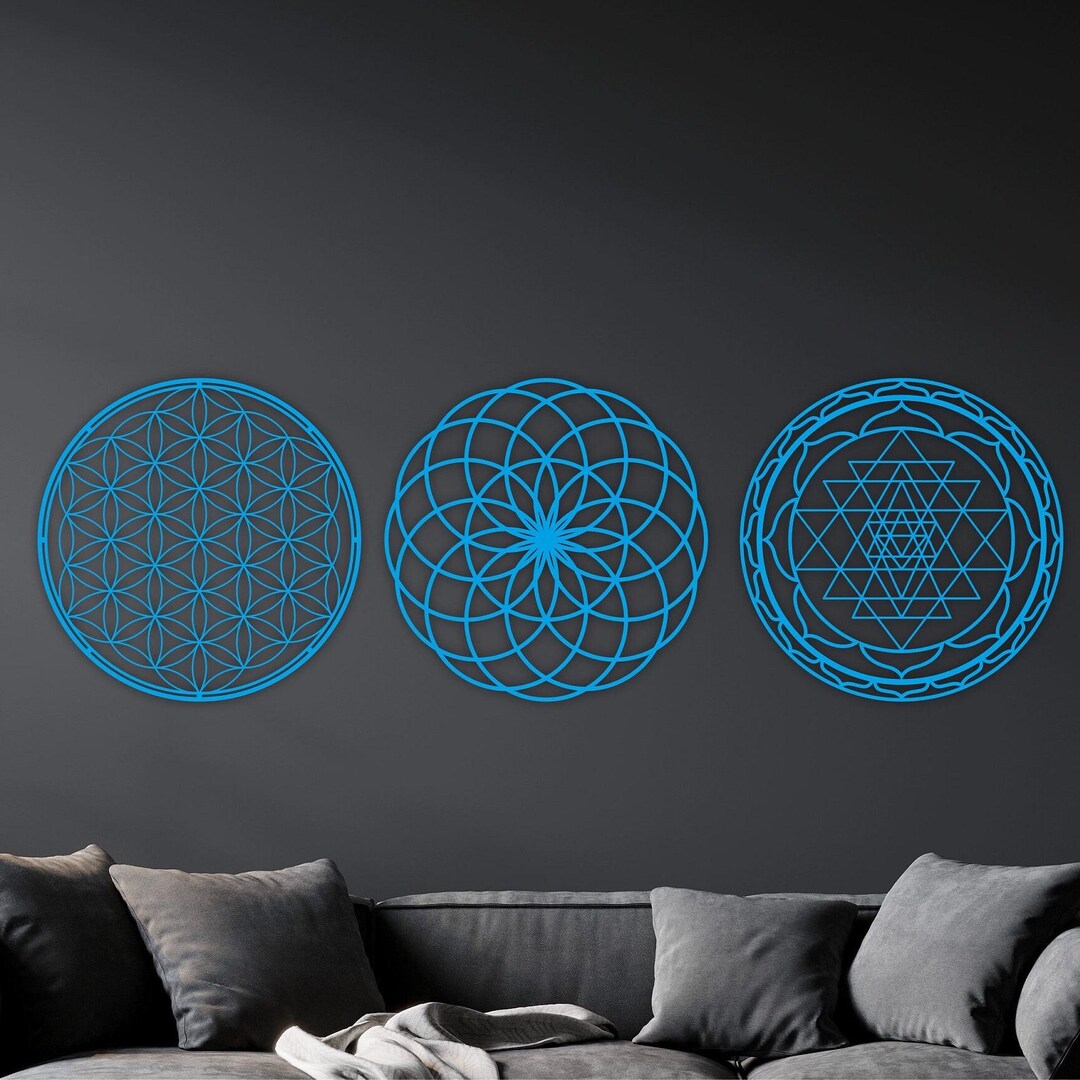 Sacred Geometry Wood Wall Art: Sri Yantra, Torus, Flower of Life ...