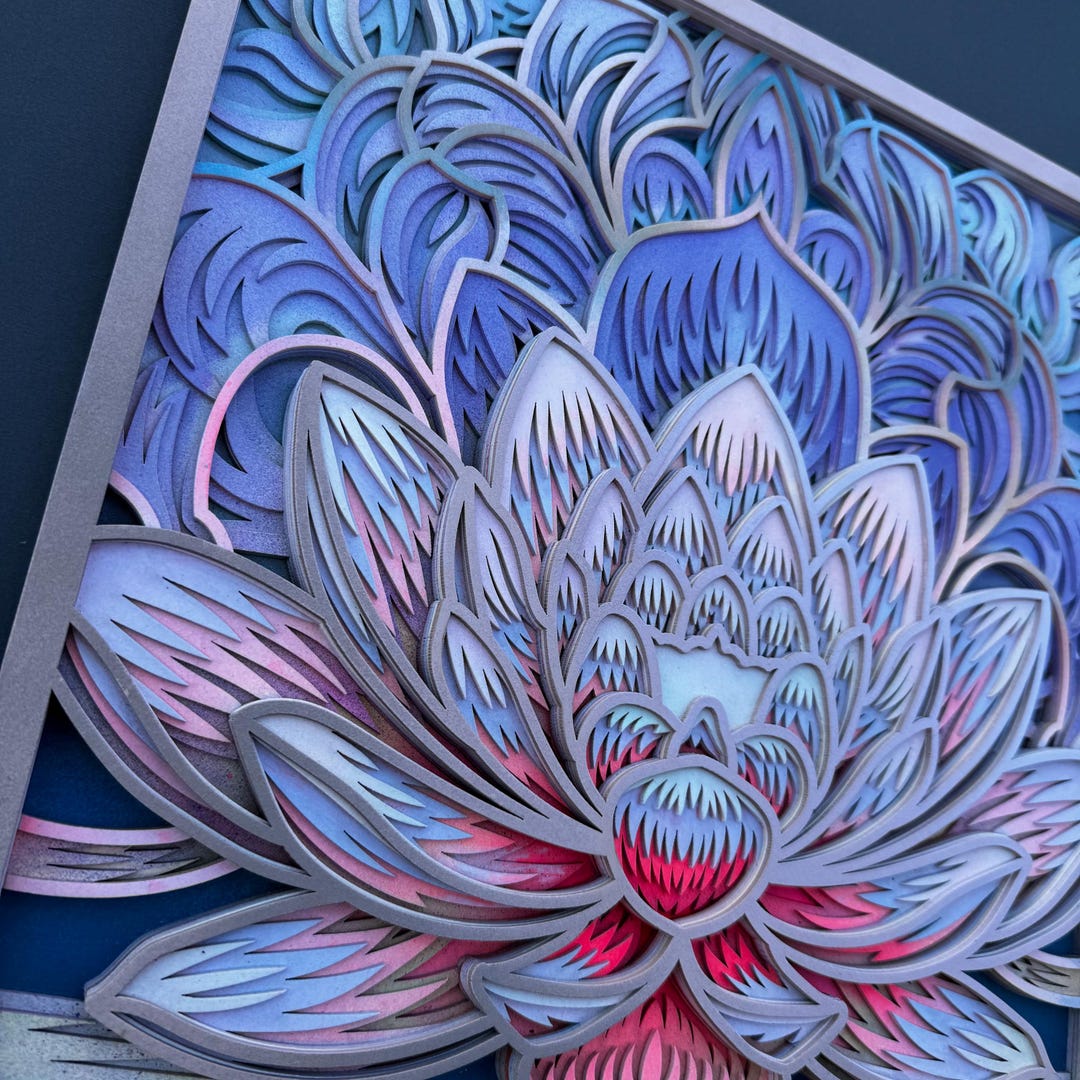 Lotus Wall Art – Wooden Mandala Flower – Zen Room Decor – Layered ...