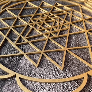 Sri Yantra Wooden Wall Art: Geometric Chakra Decor image 7