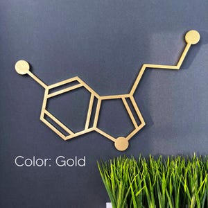 Serotonin molecule geometric wall art, chemical wall decor, chemistry wall art, molecular formula, therapist wall art