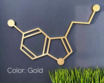 Serotonin Molekül Holzwandbild: Großes chemisches Dekor