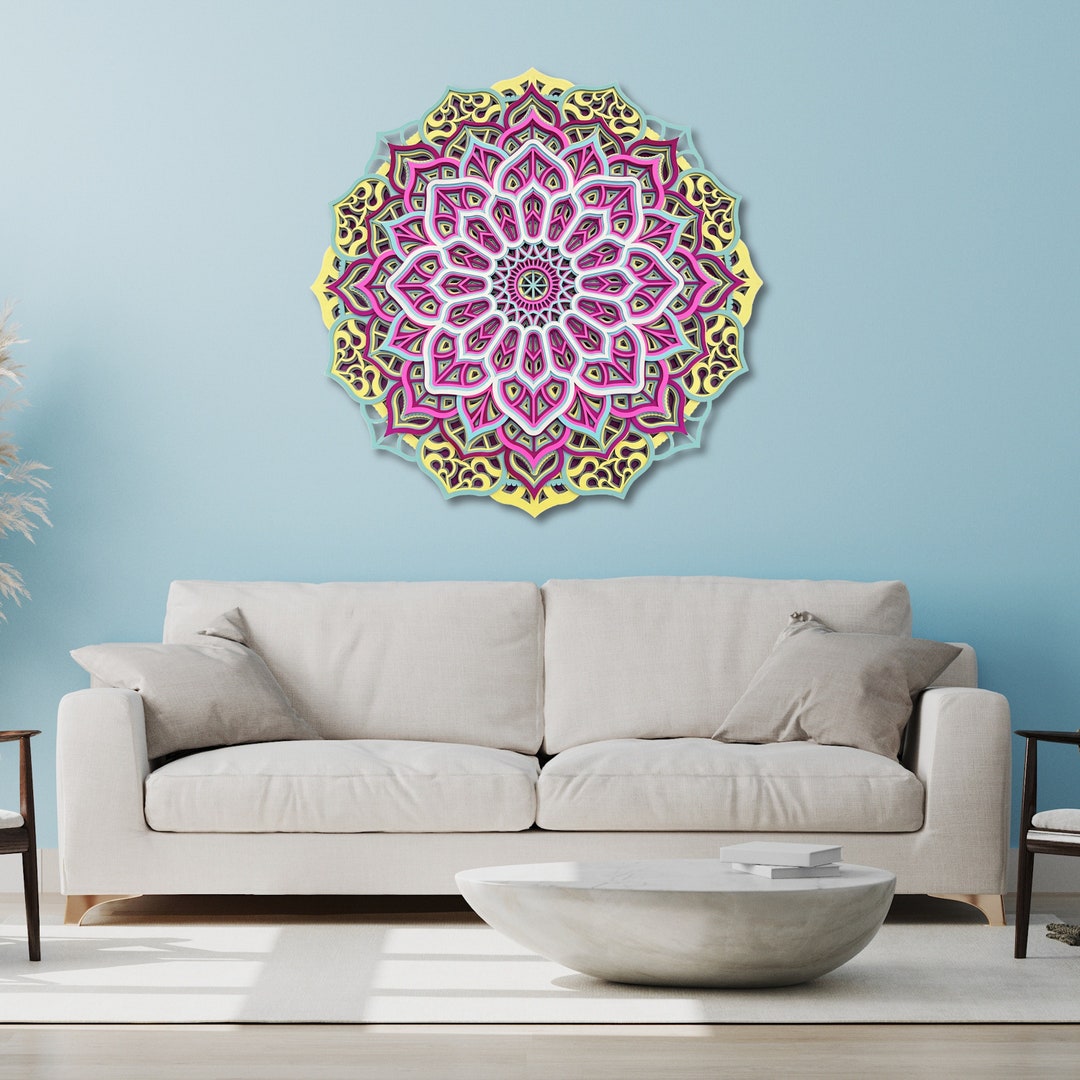 Colorful Layered Mandala Wall Art: 3D Wooden Meditaion Room Decor - Etsy