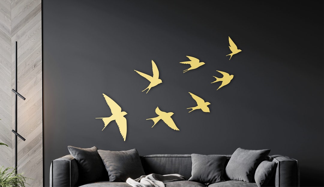 Swallow Wall Art Flock of Flying Birds Wooden Birds Wall Etsy