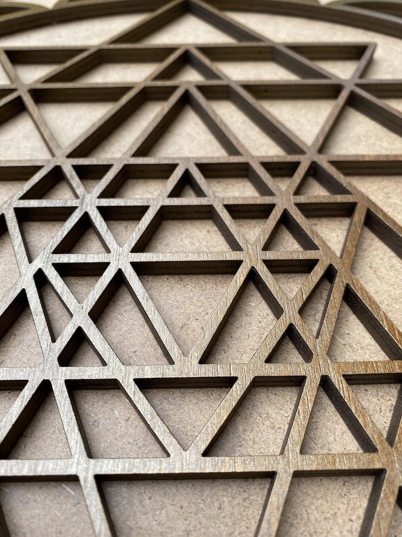 Sri Yantra Wooden Wall Art: Geometric Chakra Decor image 8