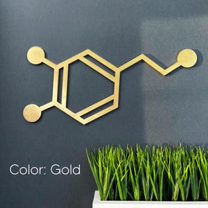 Dopamine molecule, Chemical wall decor, Wood wall art,Molecular formula, Happiness hormone