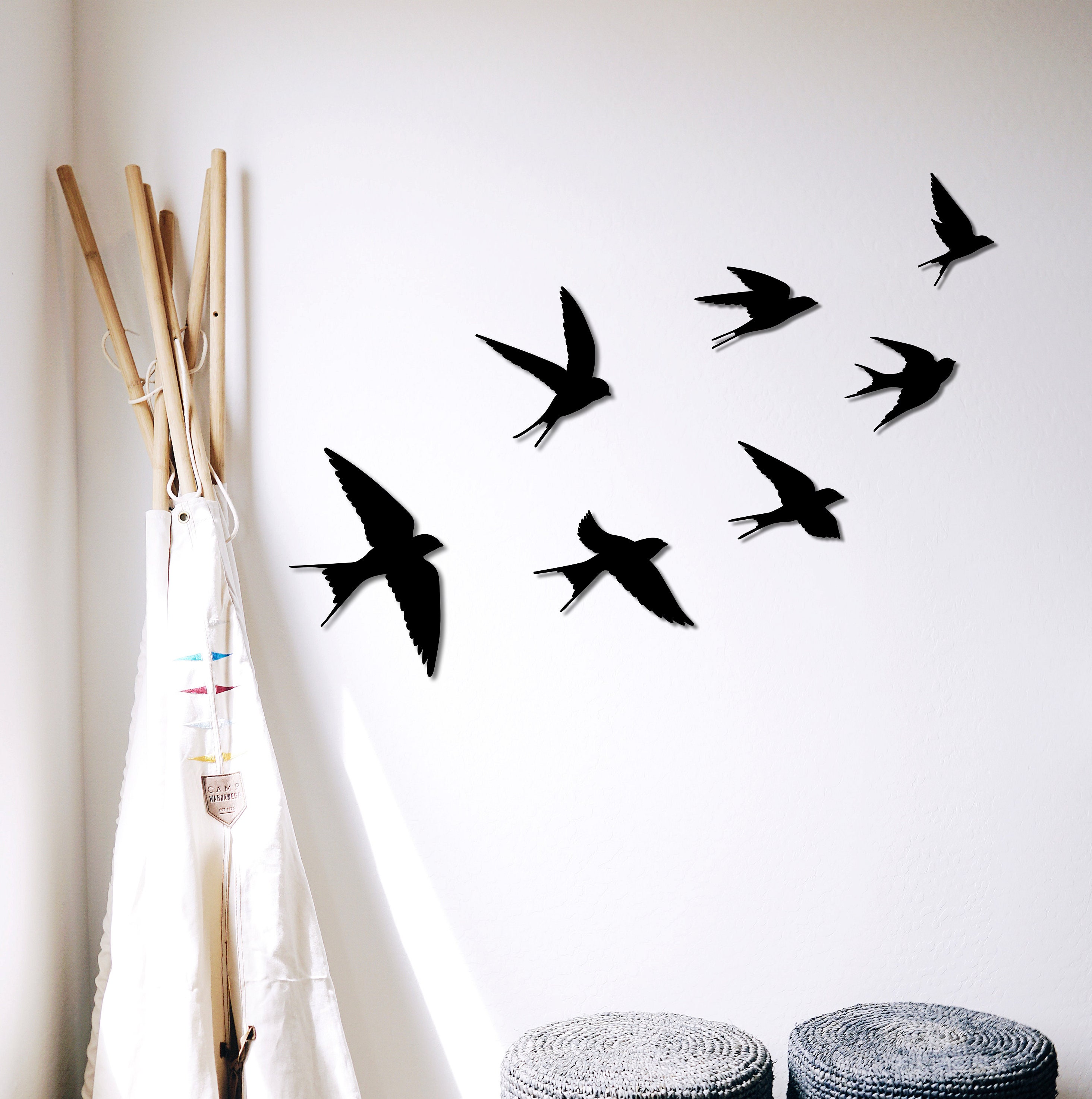 Swallow Wall Art Flock of Flying Birds Wooden Birds Wall Etsy