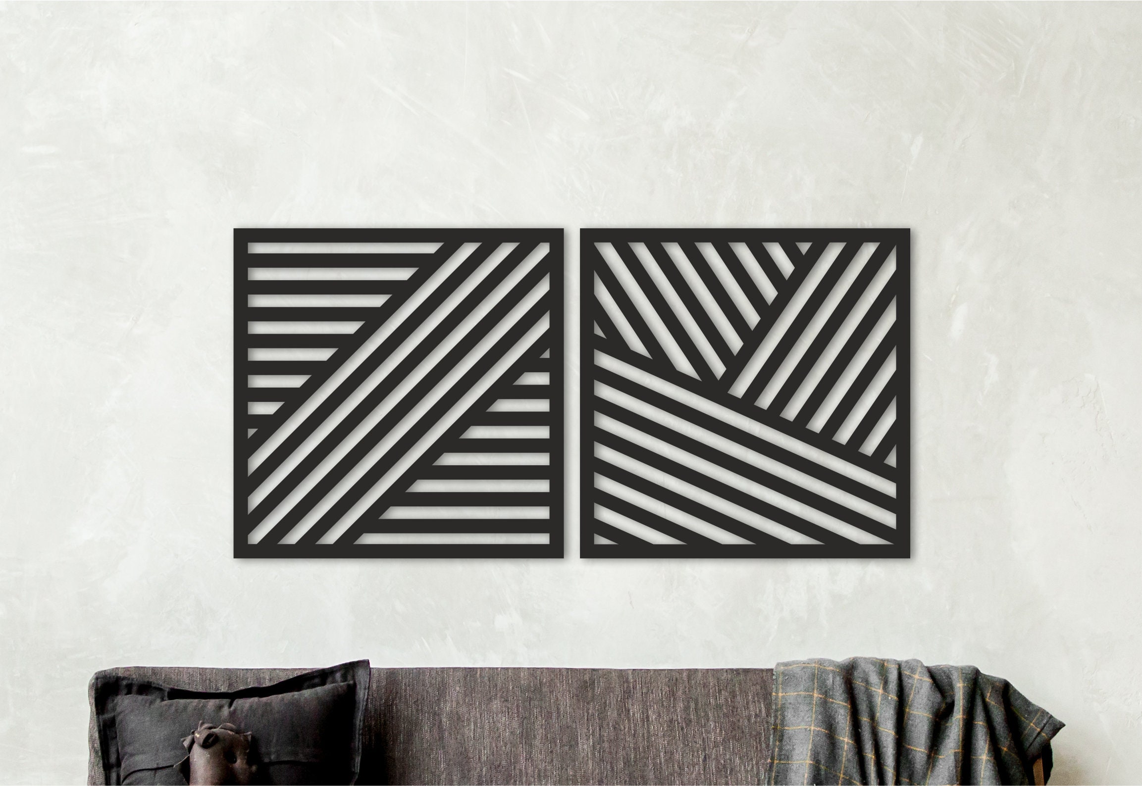 Geometric wall art Modern decorIndustrial decorationsWooden Etsy