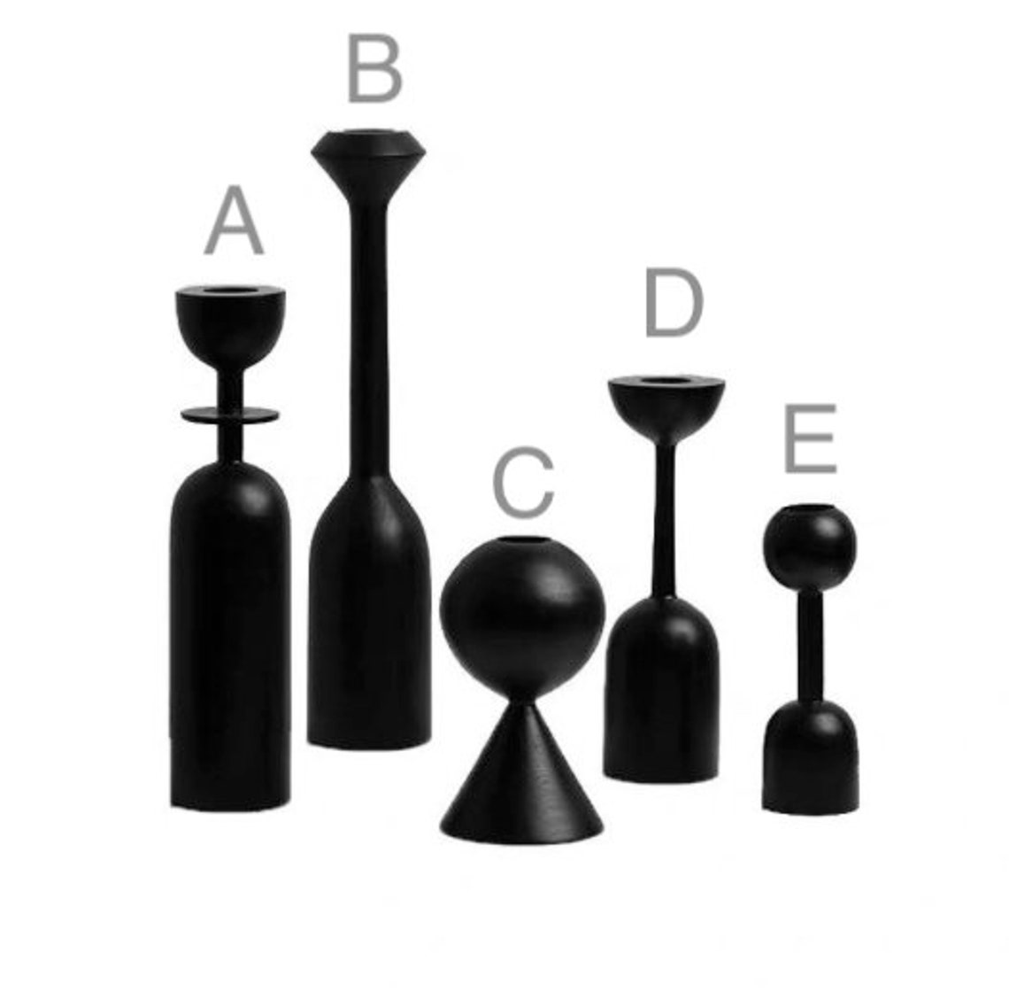 Black Candlesticks 5 Styles Available Wooden Minimalist Etsy UK