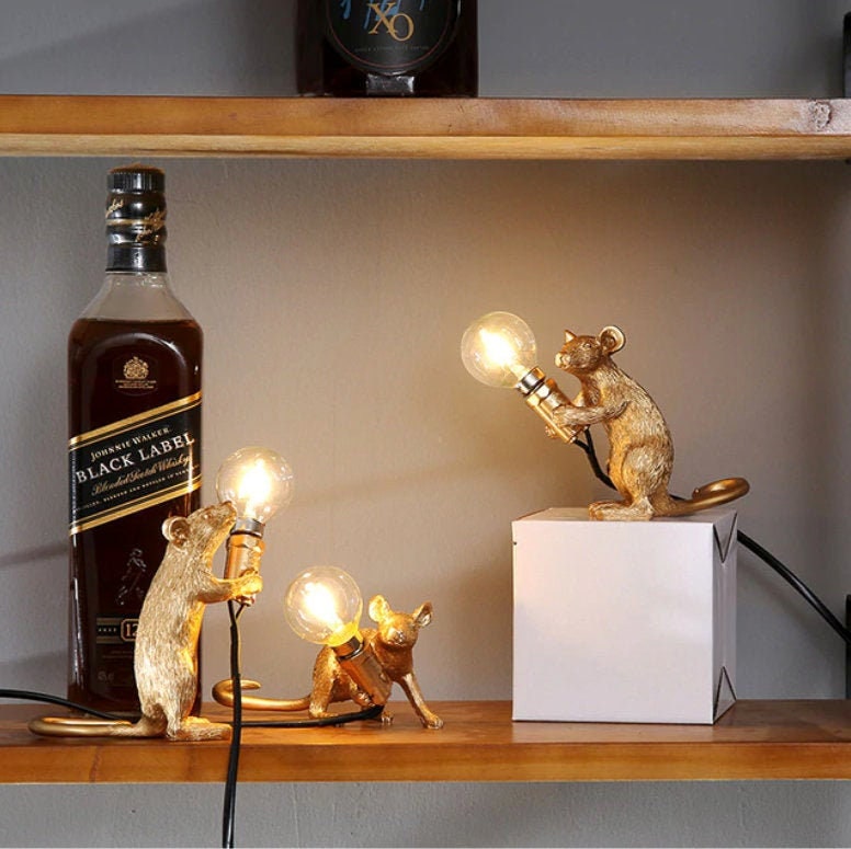 Quirky Mouse Lamp. Set of 3 Mice or Individual Mouse. Gold or White. …