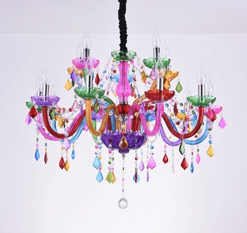 Colourful Quirky Chandelier Transparent Chandelier with Drop Etsy