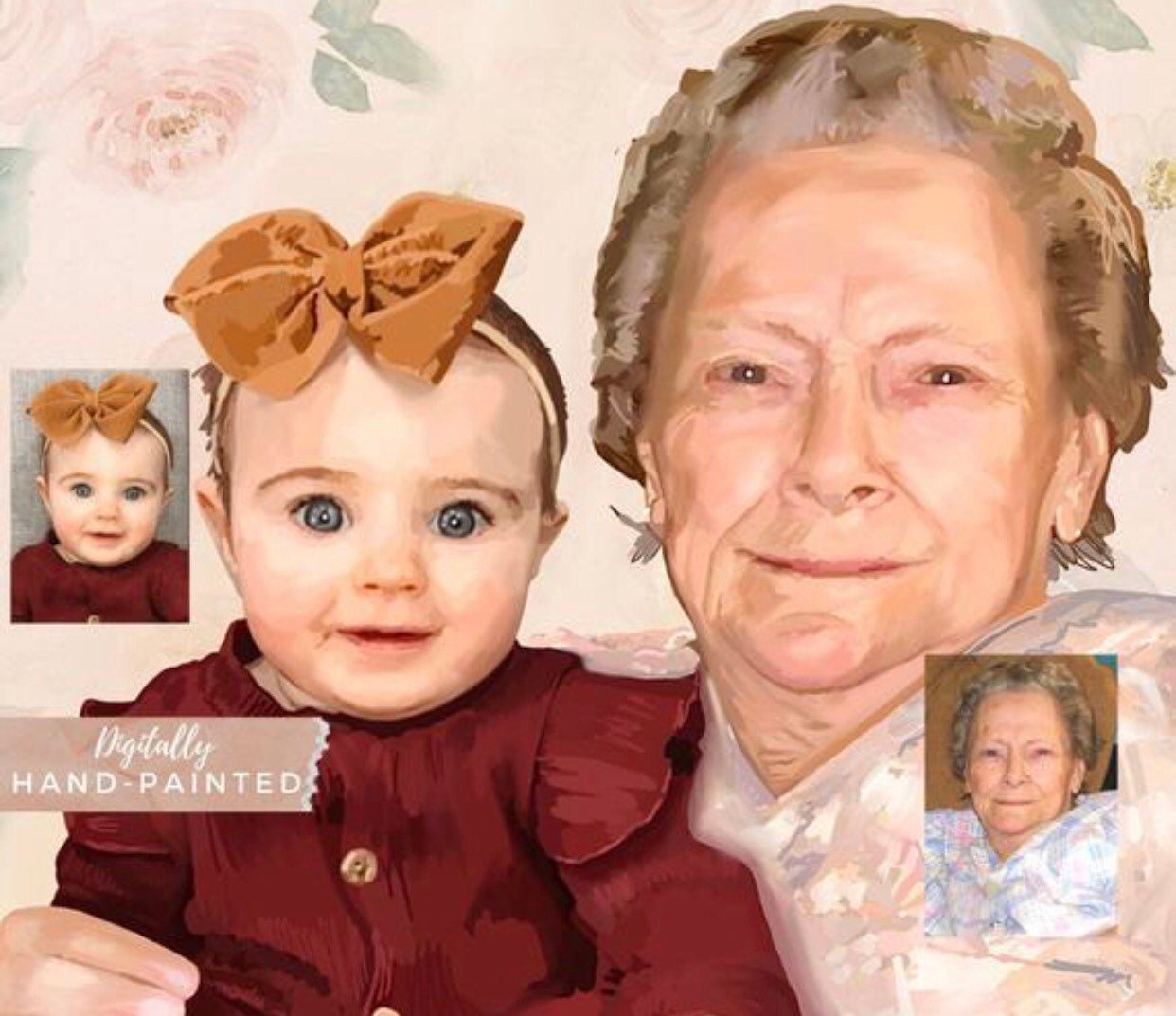 Memorial Painting for Loss of Loved One Digital Portrait Etsy