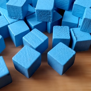 10mm Wooden Cubes ~ Board Game Pieces ~ Blue Wood Cube Tokens ~ Geometric Cube ~ Colorful Cube Forms for Games, Crafts Mosaic, Puzzle, PnP