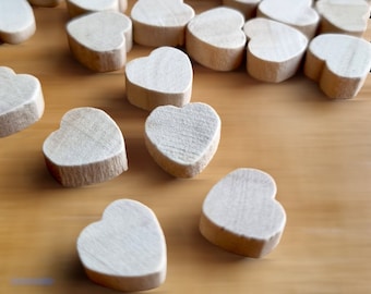 Petits coeurs en bois ~ Coeurs naturels, 10 mm, jetons de coeur en bois pour jeux de société, travaux manuels, mosaïque, fabrication de cartes, jeux, notes d'amour, scrapbooking