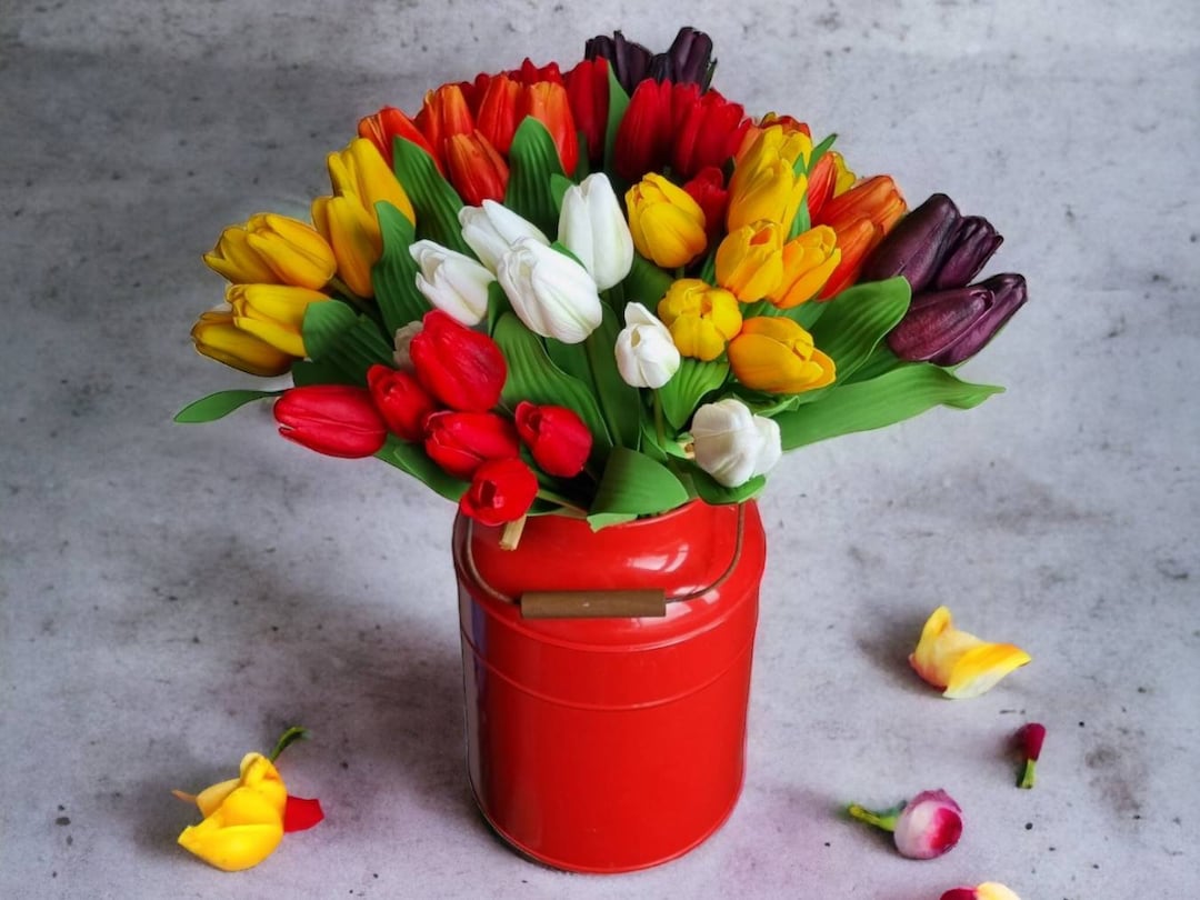 Real Touch TULIPS, FAUX Tulips, Fragranced Tulips, ARTIFICIAL Bouquet, Pu Foam Tulip Flower Bouquet, Bridal Flowers, Table Wedding Décor