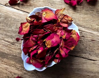 Dried ROSE PETALS – Natural Bulk Red Rose Petals for Weddings, Confetti, DIY Crafts, Bath Soaks, Home Decor, Candle Making, and Spa Supplies