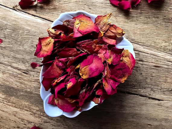 Getrocknete ROSENBLÜTEN - Natürliche lose rote Rosenblätter für Hochzeiten, Konfetti, Basteln, Badeeinweichungen, Wohnkultur, Kerzenherstellung und Spa-Zubehör