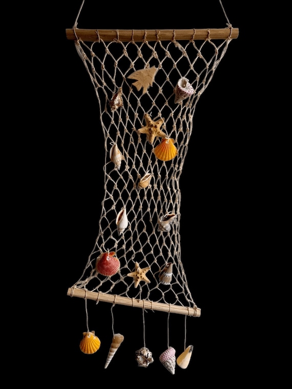 Hanging Fishing Net With Natural Sea Shells, Wooden Fish, Starfish Wall  Decor, Marine Gift, Nautical Home Decor, Shell Art Beach Decoration -   Australia