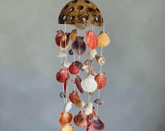 Seashell Wind Chime 50cm | Coconut Shell Mobile | Coastal Home Decor | Beach House Gift