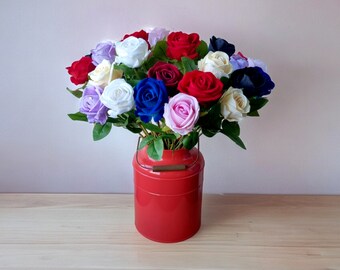Faux FLUWELEN ROZEN, Kunstbloemen voor bruiloften, verjaardagen, jubilea, Valentijnsdag, lange steel rozenboeket, mix van fluwelen rozen