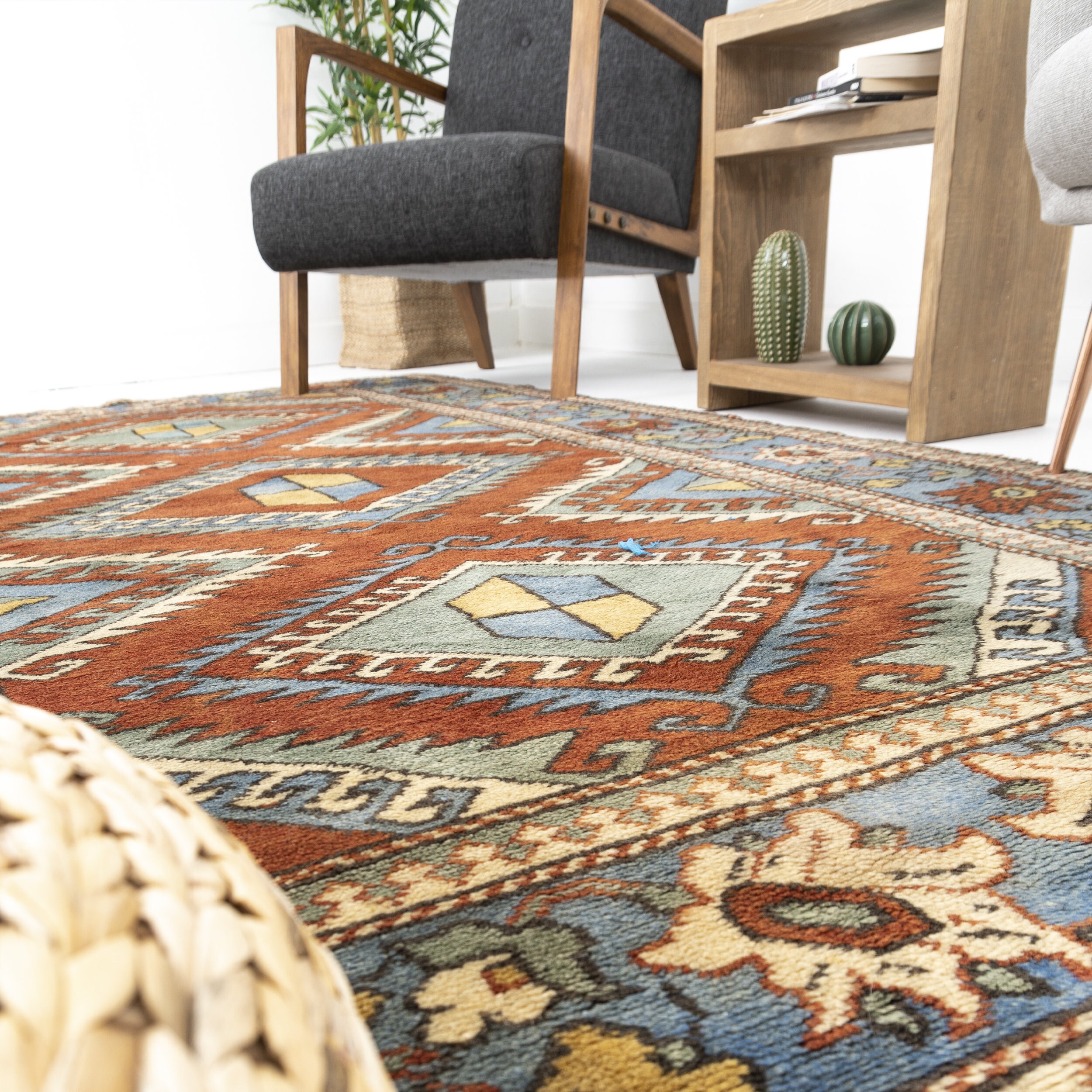 Kars Rug 4.4x8.1 ft Red Blue Area Rug Vintage Rug Etsy