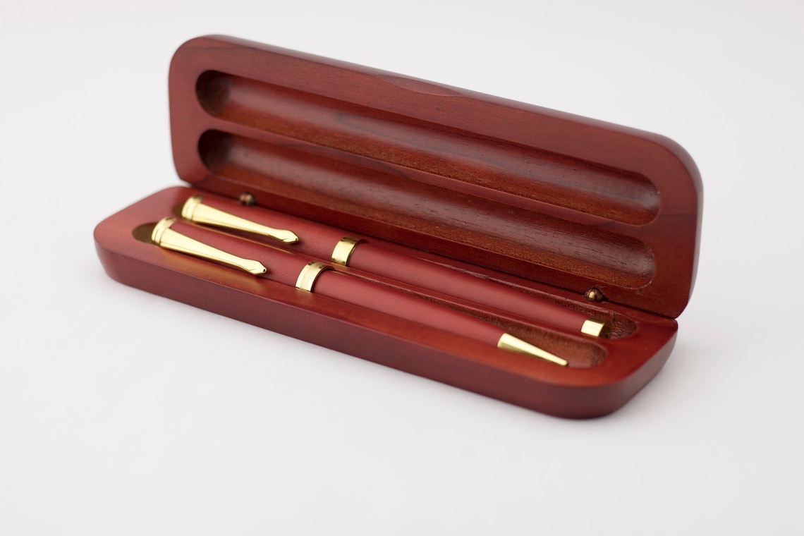 Penne Di Legno Personalizzate - Set Con Custodia Regalo, Ricarica Cross, Ideale Per Eventi - Foto 2