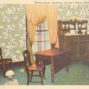 Dining Room, Abraham Lincoln&#39;s Home, Springfield, Illinois - 1946 Linen Postcard