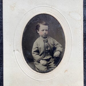 Victorian Era Tintype Photograph of a Young Boy Dressed in his Best