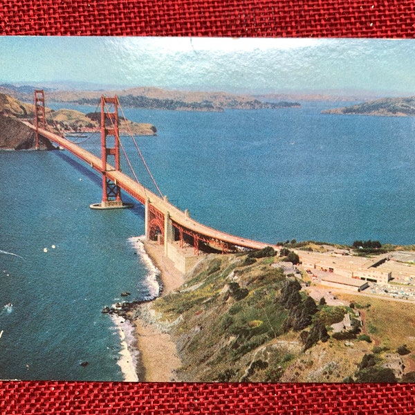 Air View of San Francisco's Golden Gate Bridge, San Francisco, California CA Vintage Postcard