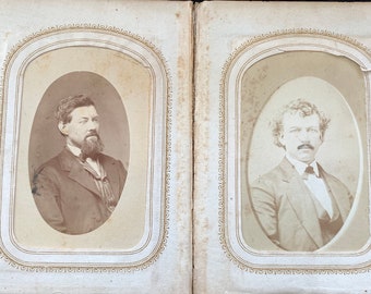 Four Victorian Era Photographs in Pages From a Photo Album, Rare Find, 1860s-1870s