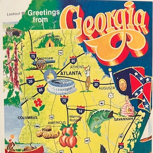 Greetings from Georgia - Vintage Postcard