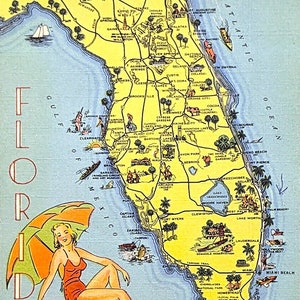 Come to Florida - Digital Vintage Florida Poster Art Print
