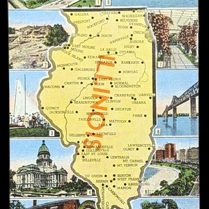Cartolina d'epoca dell'Illinois Arte visiva - Stampa digitale - Marketing dell'arte d'epoca