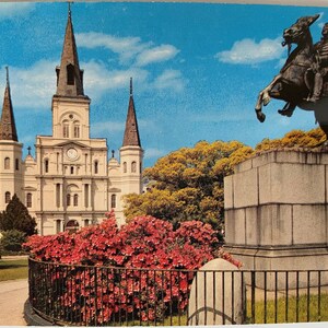 St. Louis Cathedral and Jackson Monument Vintage Postcard