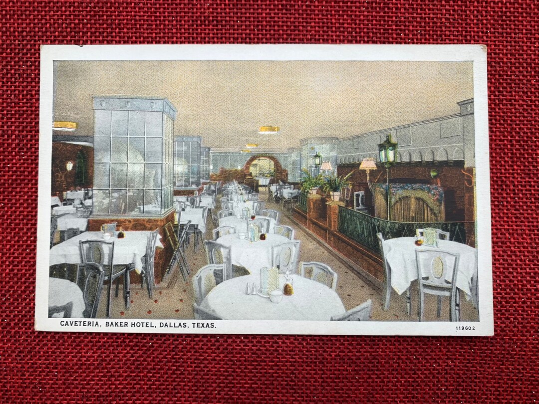 Caveteria, Baker Hotel, Dallas, Texas, Vintage Postcard 1920s Etsy