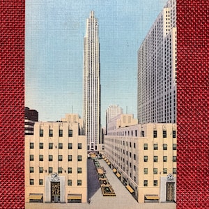 Radio City Buildings, New York City, New York Vintage Linen Postcard 1940s