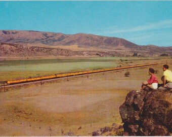 Union Pacific Streamliner Traversing the Rockies - Train Track Vintage Postcard