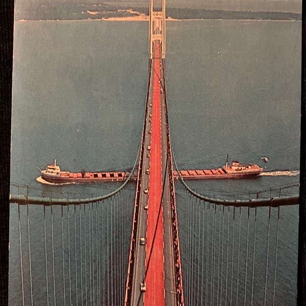 The Mackinac Bridge in Michigan - “World’s Greatest Bridge” - Photo by Penrod Studio - Vintage Bridge Postcard