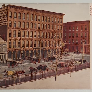 Clark St. Opposite Court House in 1860, Chicago, ILL. - No. 583 - Vintage Postcard