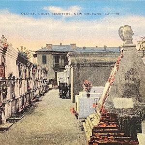 Old St. Louis Cemetery, New Orleans, La. - 1940s Linen Postcard