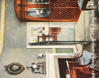 Music Room Home of Washington Mt. Vernon, Virginia  - Vintage American History Postcard