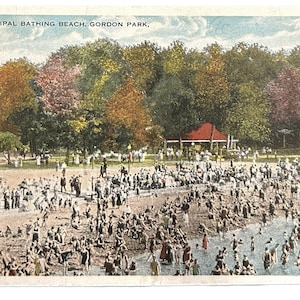 Municipal Bathing Beach, Gordon Park- Cleveland Sixth City- Vintage Postcard
