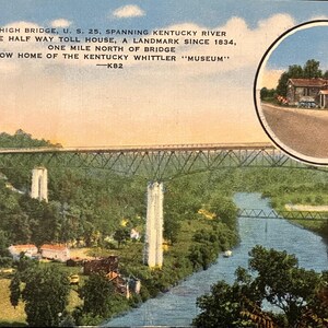 High Bridge - U.S. 25 - Spanning Kentucky River - Vintage Bridge Postcard