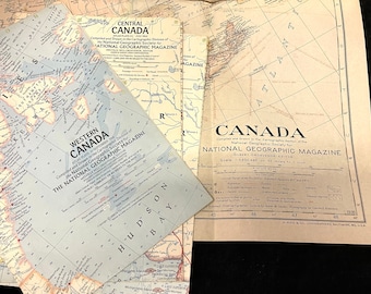 Vintage National Geographic Kanada Karte - Zentral, Western, Kanada